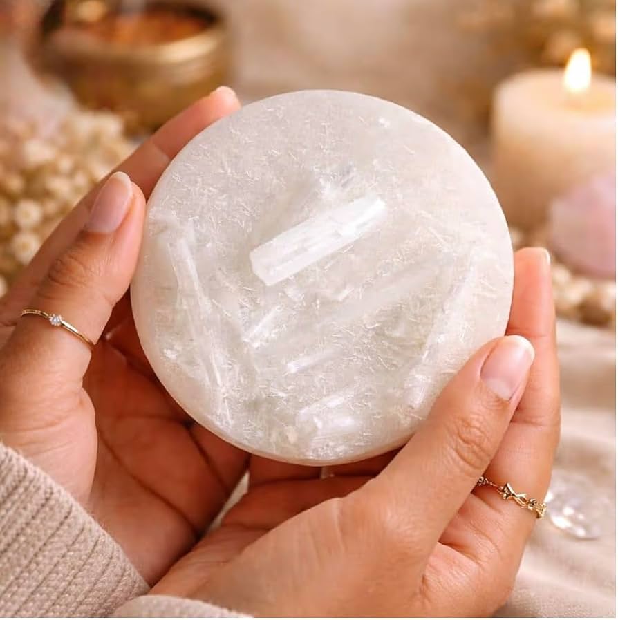 Raw Selenite Charging Plate for Recharging Bracelets & Enhancing Crystal Energy