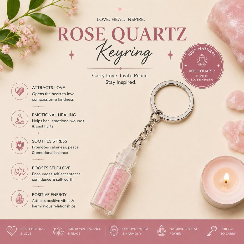 Rose Quartz Keyring – For Love & Positive Relationships