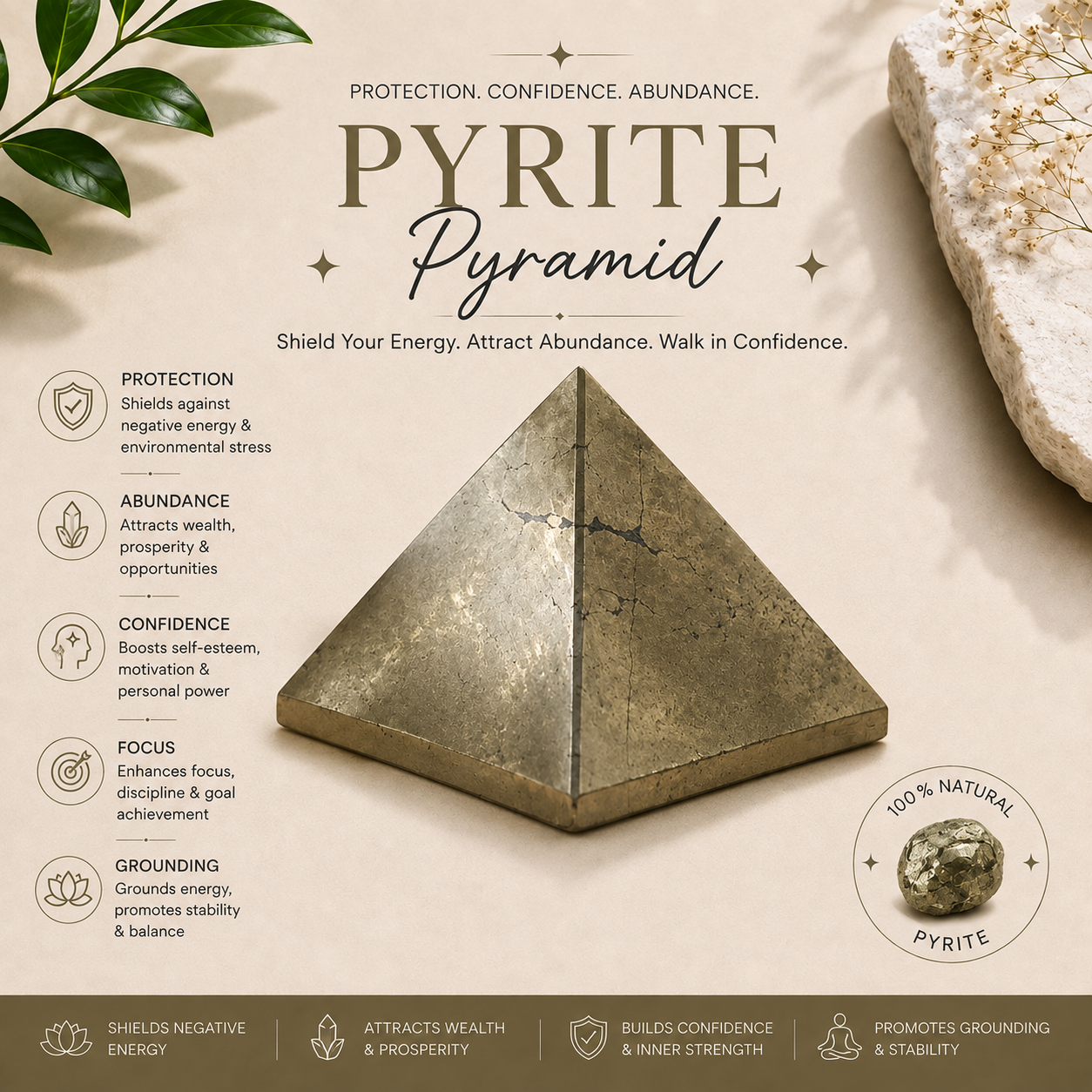 Pyrite Pyramid – For Wealth & Positive Energy
