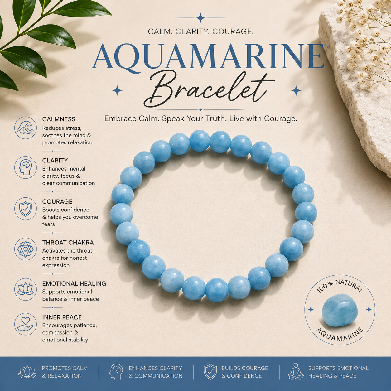 Aquamarine Bracelet – Boosts confidence & Better Communication