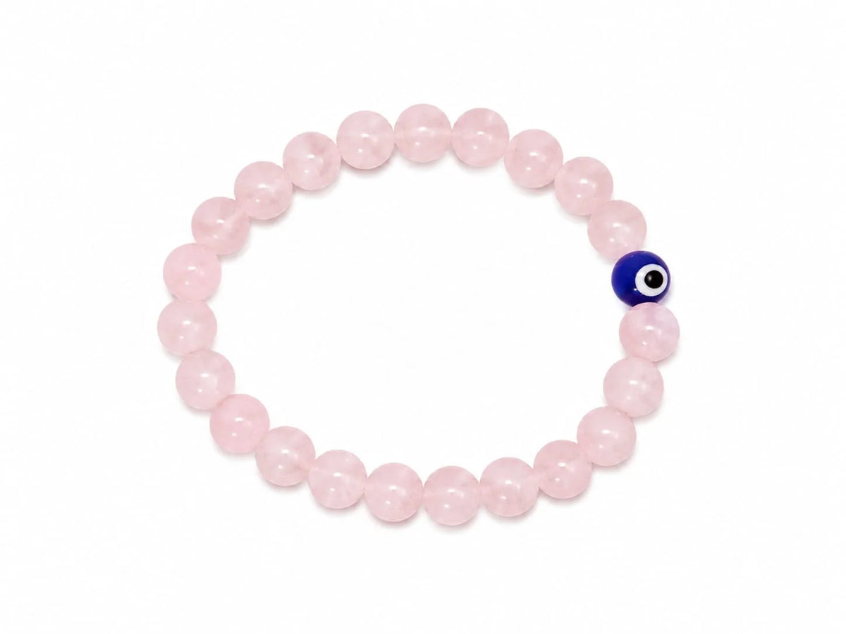 Evil Eye Candle & Rose Quartz Combo – Protection from Negative Vibes & Promotes Peace