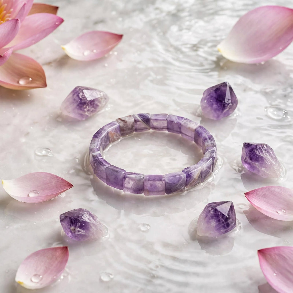 Amethyst Square Cut Bracelet – For Stress Relief, Peace & Protection 💜