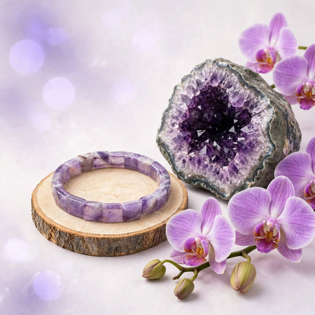 Amethyst Square Cut Bracelet – For Stress Relief, Peace & Protection 💜