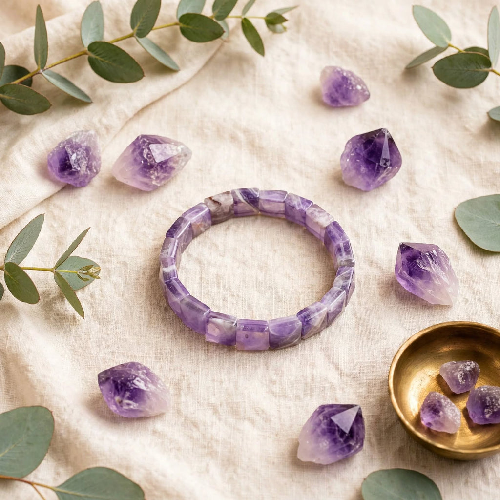 Amethyst Square Cut Bracelet – For Stress Relief, Peace & Protection 💜