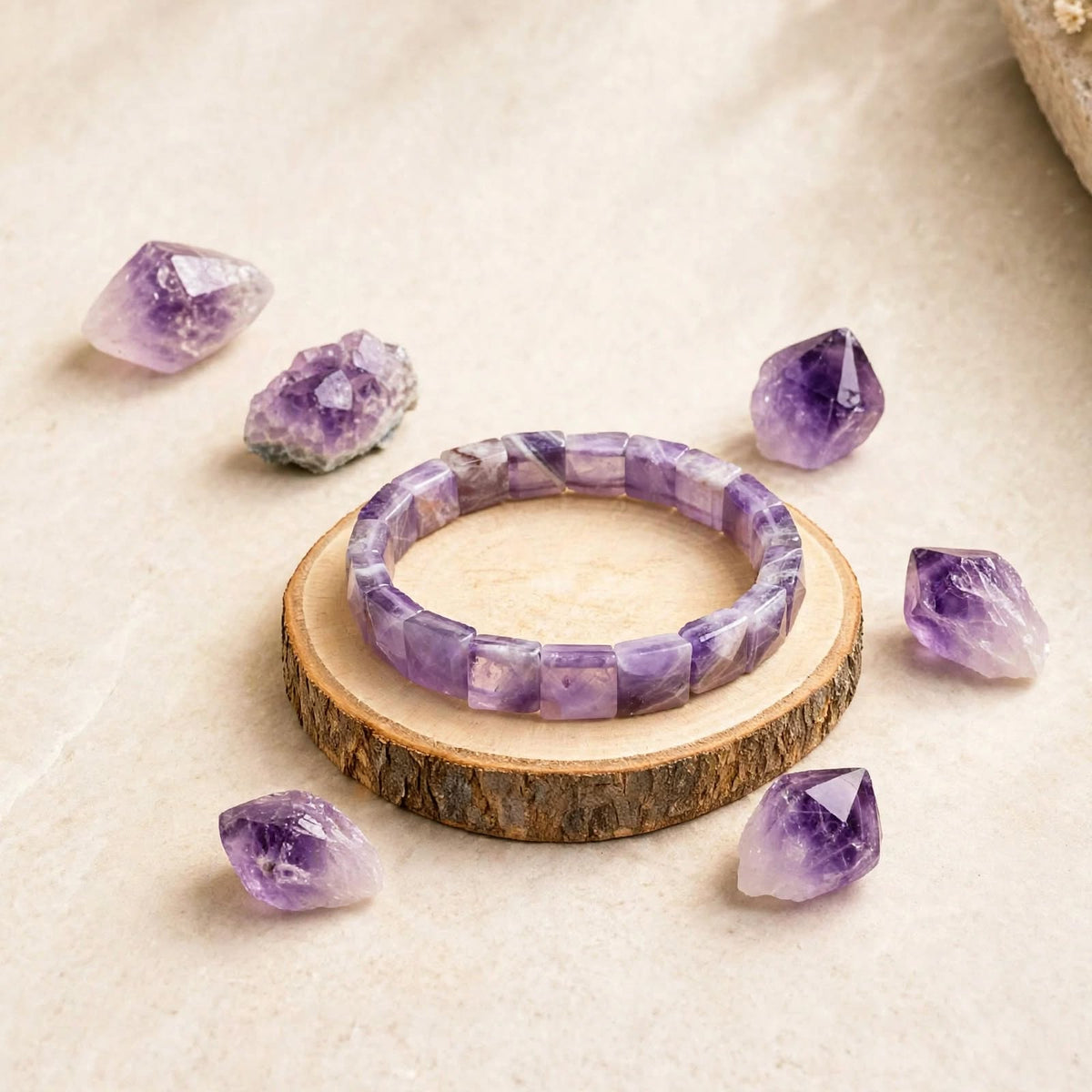 Amethyst Square Cut Bracelet – For Stress Relief, Peace & Protection 💜