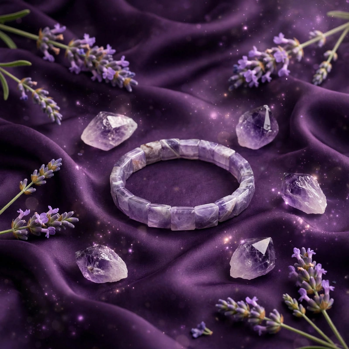 Amethyst Square Cut Bracelet – For Stress Relief, Peace & Protection 💜