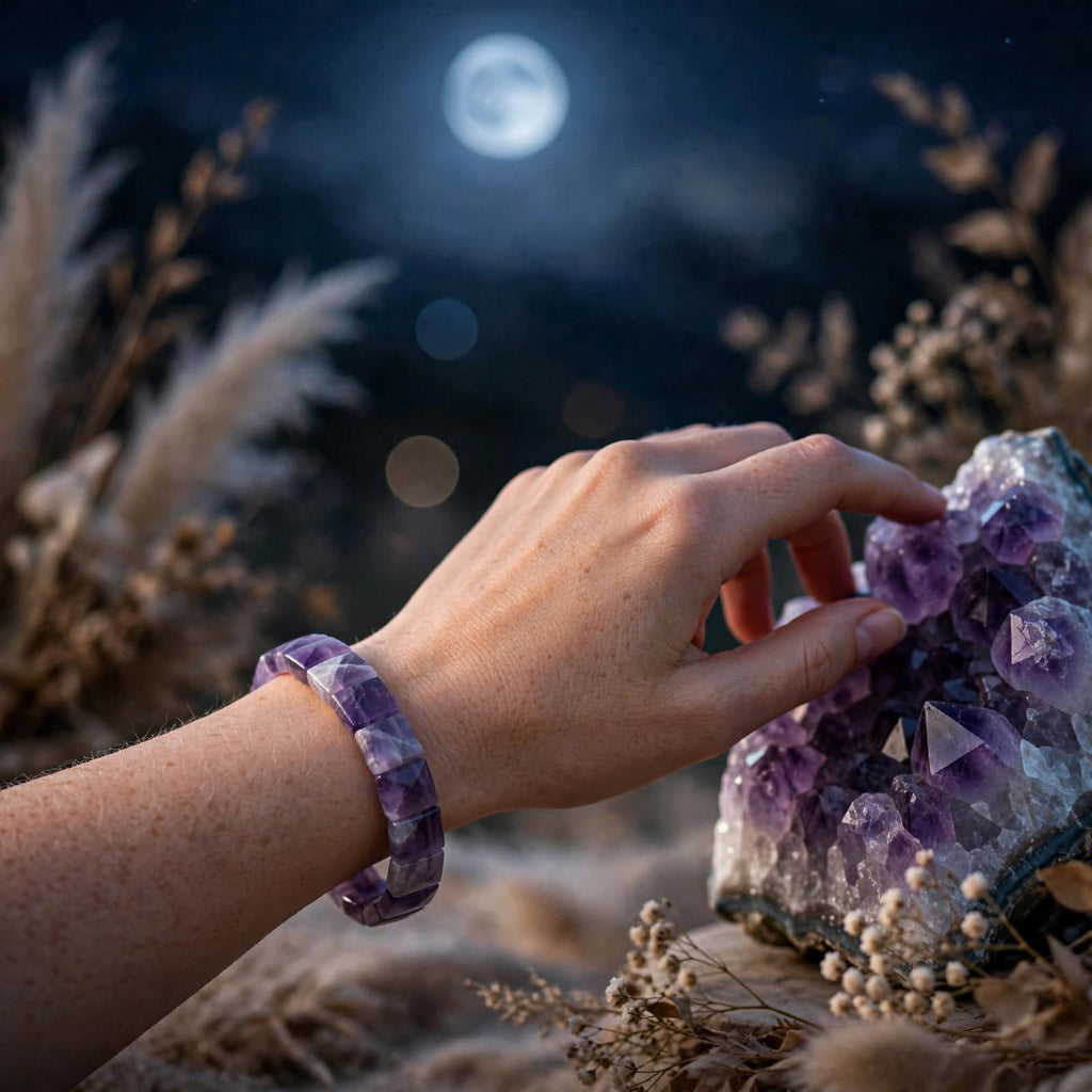 Amethyst Square Cut Bracelet – For Stress Relief, Peace & Protection 💜