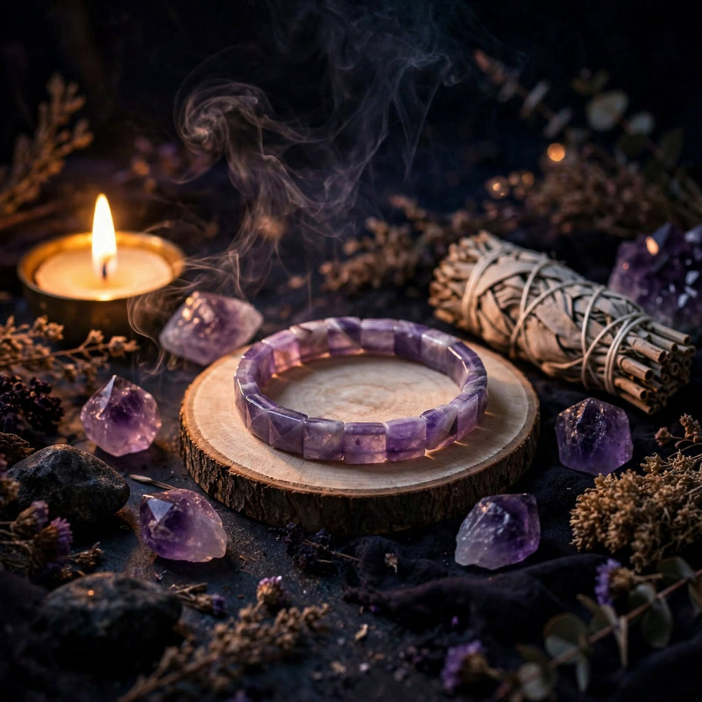 Amethyst Square Cut Bracelet – For Stress Relief, Peace & Protection 💜