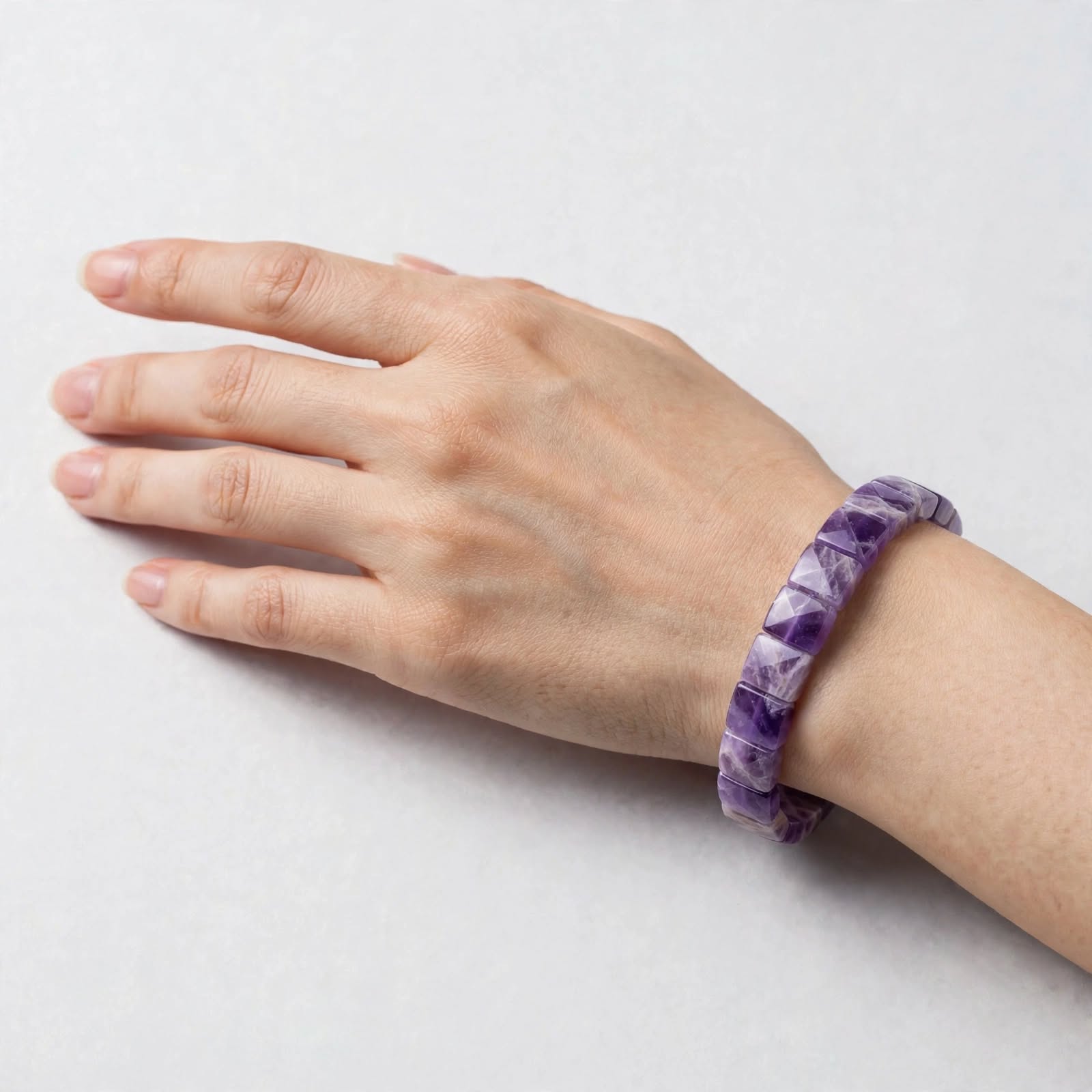 Amethyst Square Cut Bracelet – For Stress Relief, Peace & Protection 💜