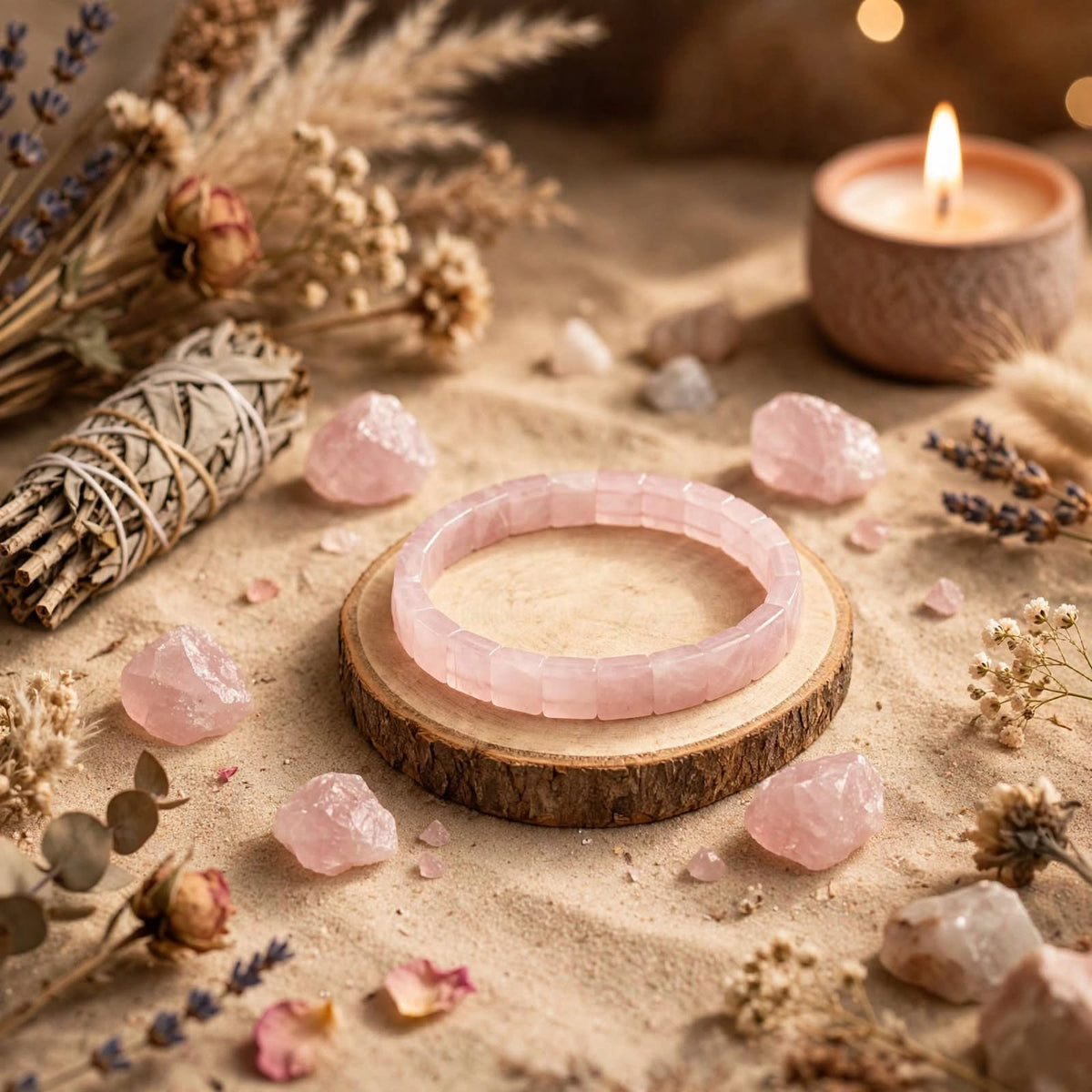 Rose Quartz Heart Magnet Bracelet – For Love, Relationships & Positivity