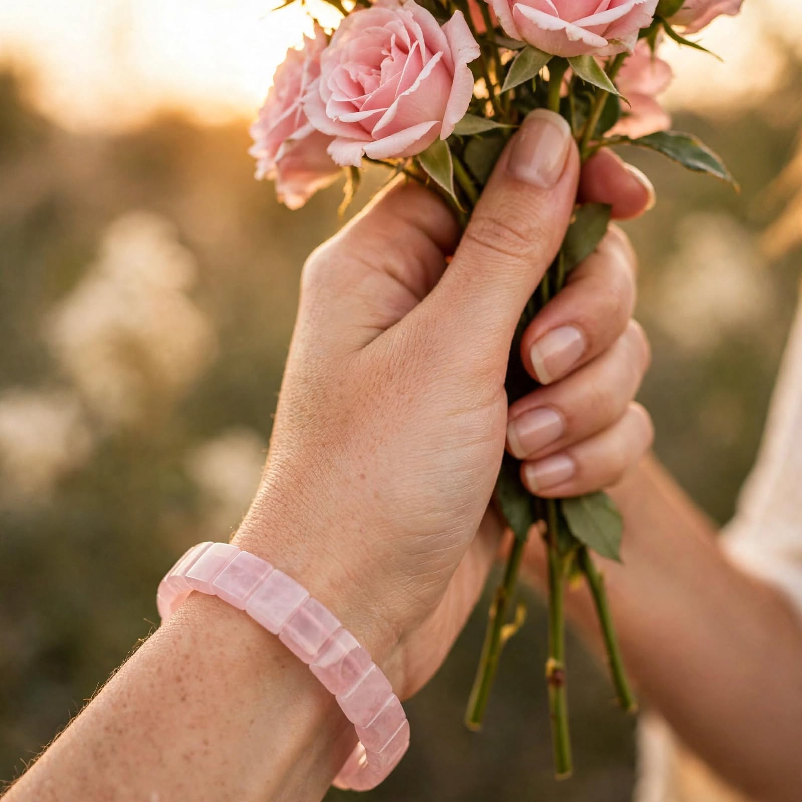 Rose Quartz Heart Magnet Bracelet – For Love, Relationships & Positivity