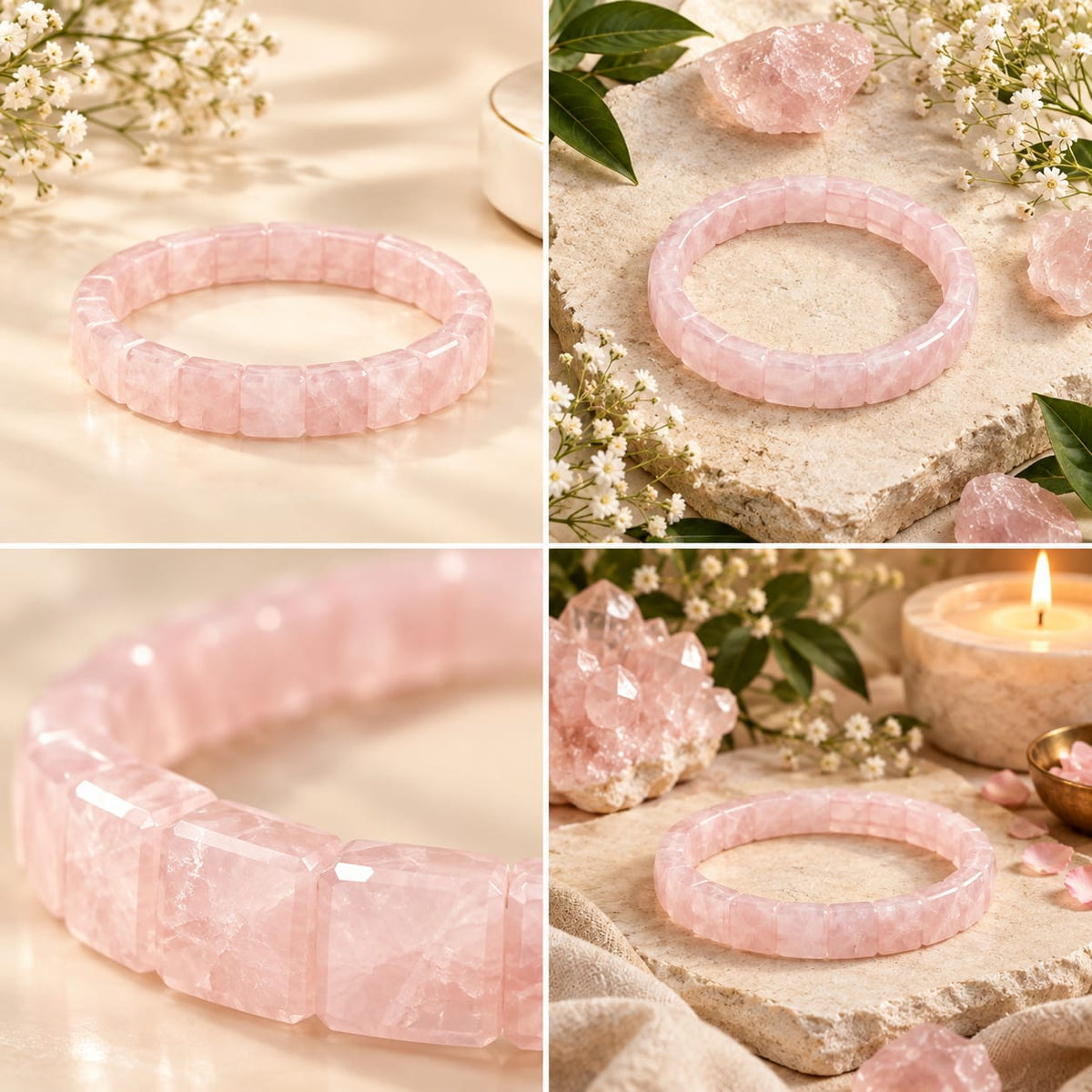 Rose Quartz Heart Magnet Bracelet – For Love, Relationships & Positivity