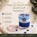 Evil Eye Candle & Rose Quartz Combo – Protection from Negative Vibes & Promotes Peace