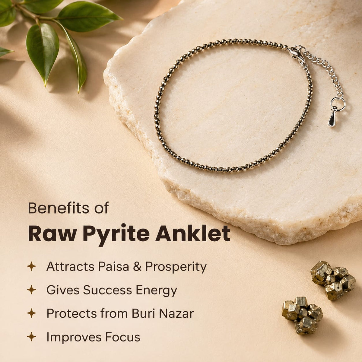 Pyrite Anklet – For Wealth & Abundance