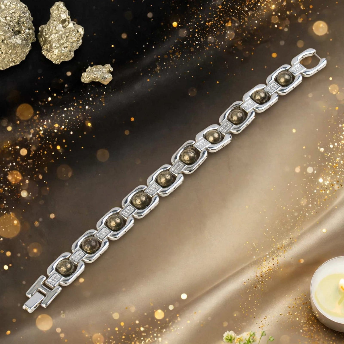Silver Pyrite Bracelet – For Money, Abundance & Confidence