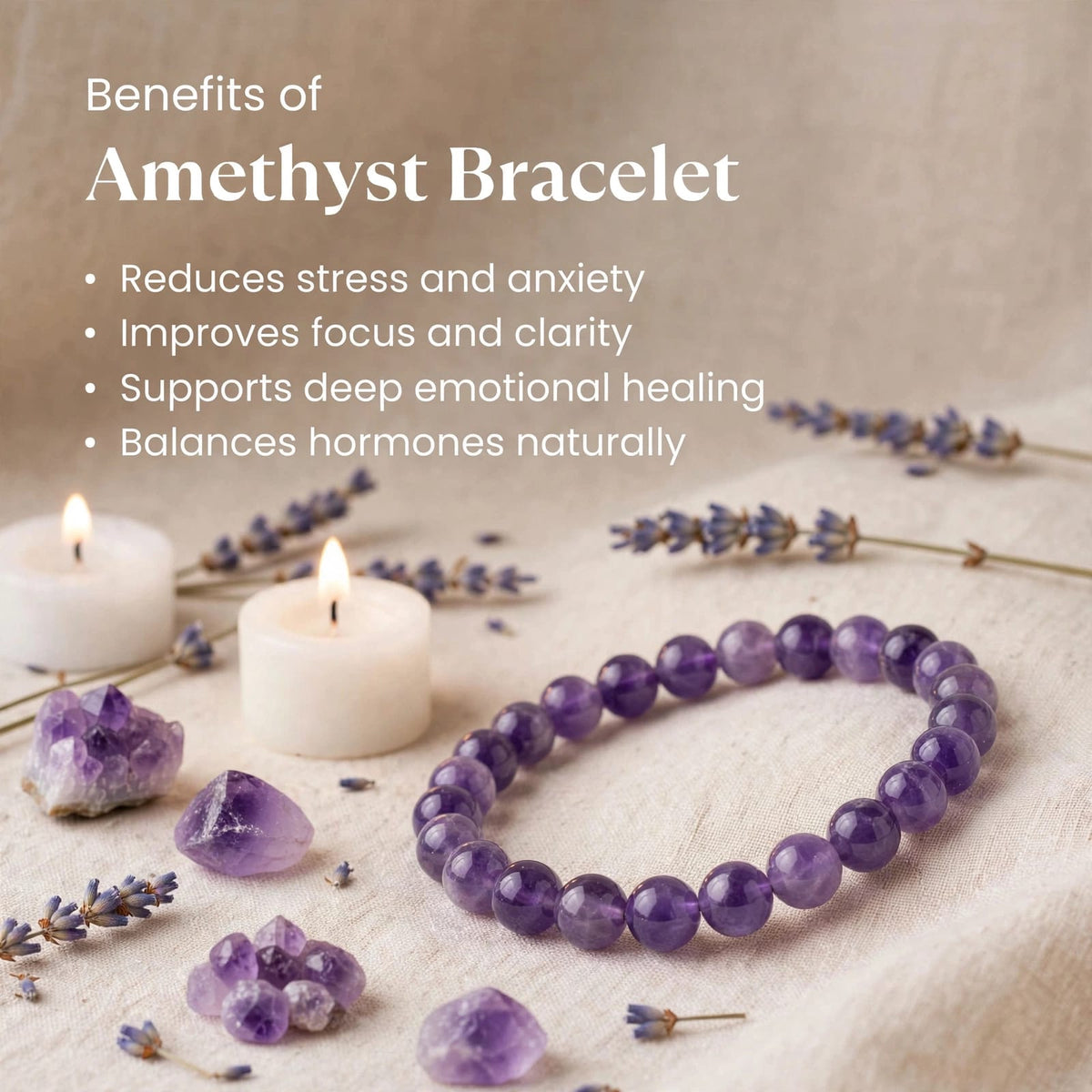 Amethyst Bracelet – For Stress Relief, Peace & Protection 💜