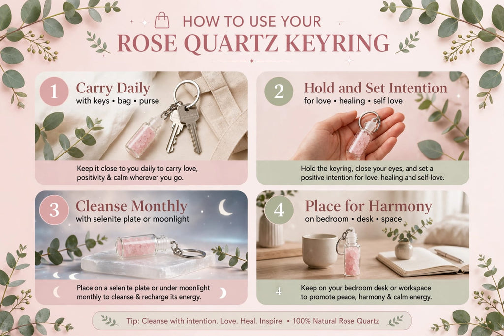 Rose Quartz Keyring – For Love & Positive Relationships