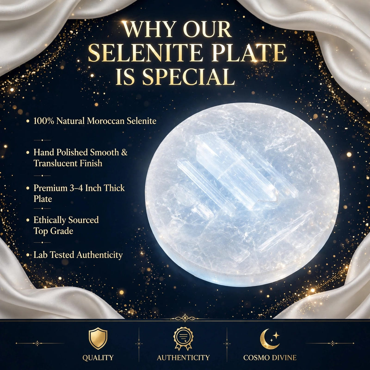 Raw Selenite Charging Plate for Recharging Bracelets & Enhancing Crystal Energy