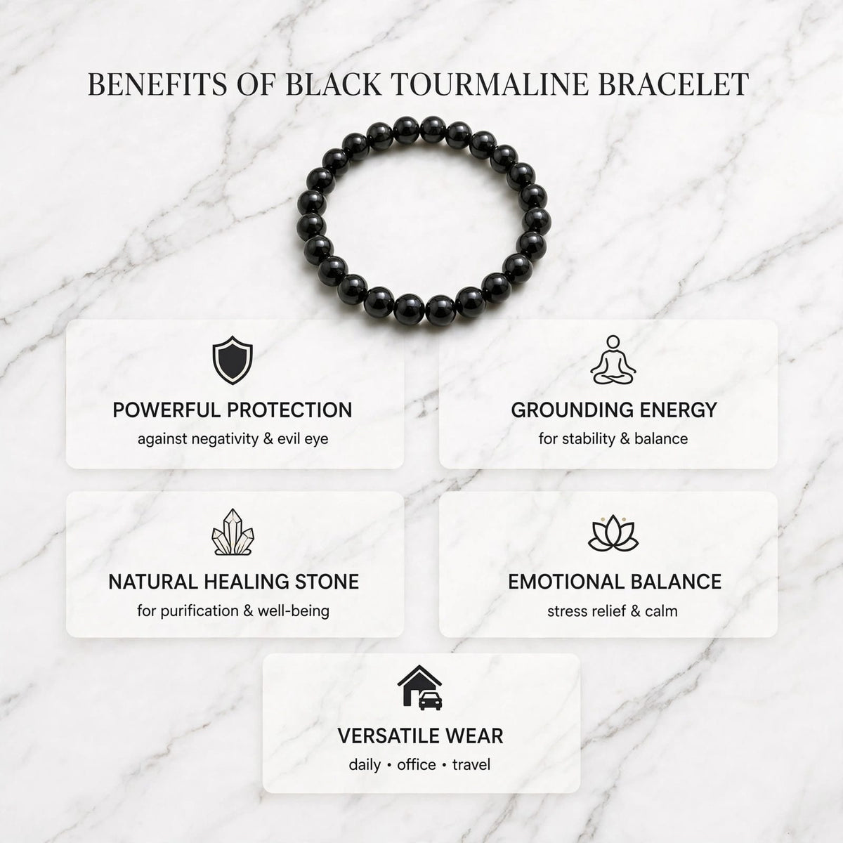 Black Tourmaline Bracelet To Shield Against Negative Energy