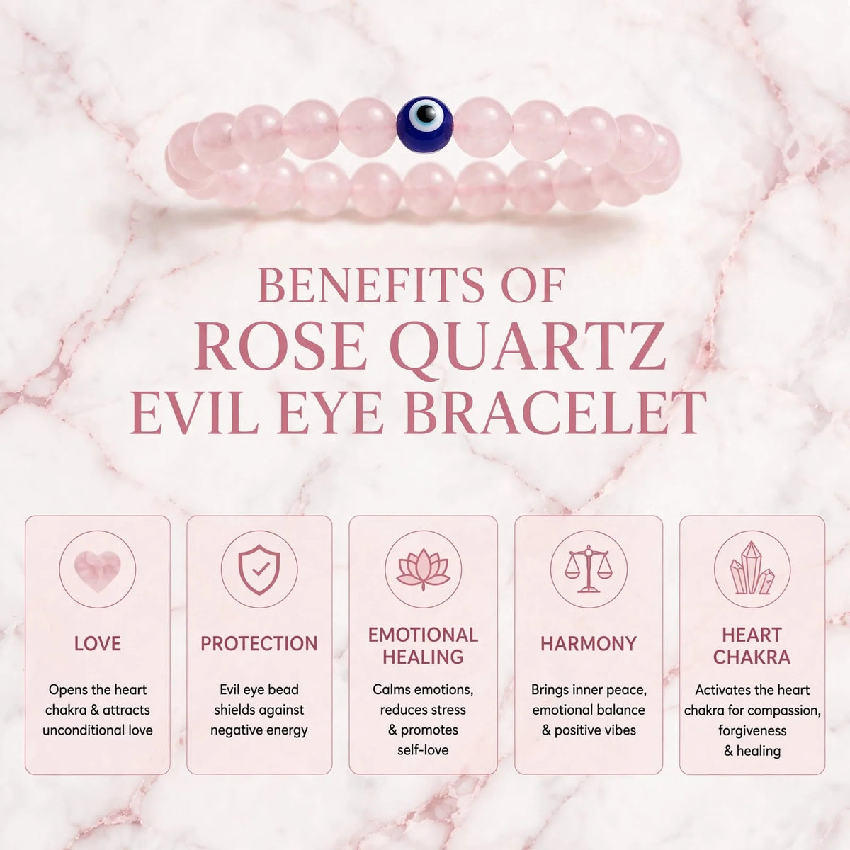 Evil Eye Candle & Rose Quartz Combo – Protection from Negative Vibes & Promotes Peace