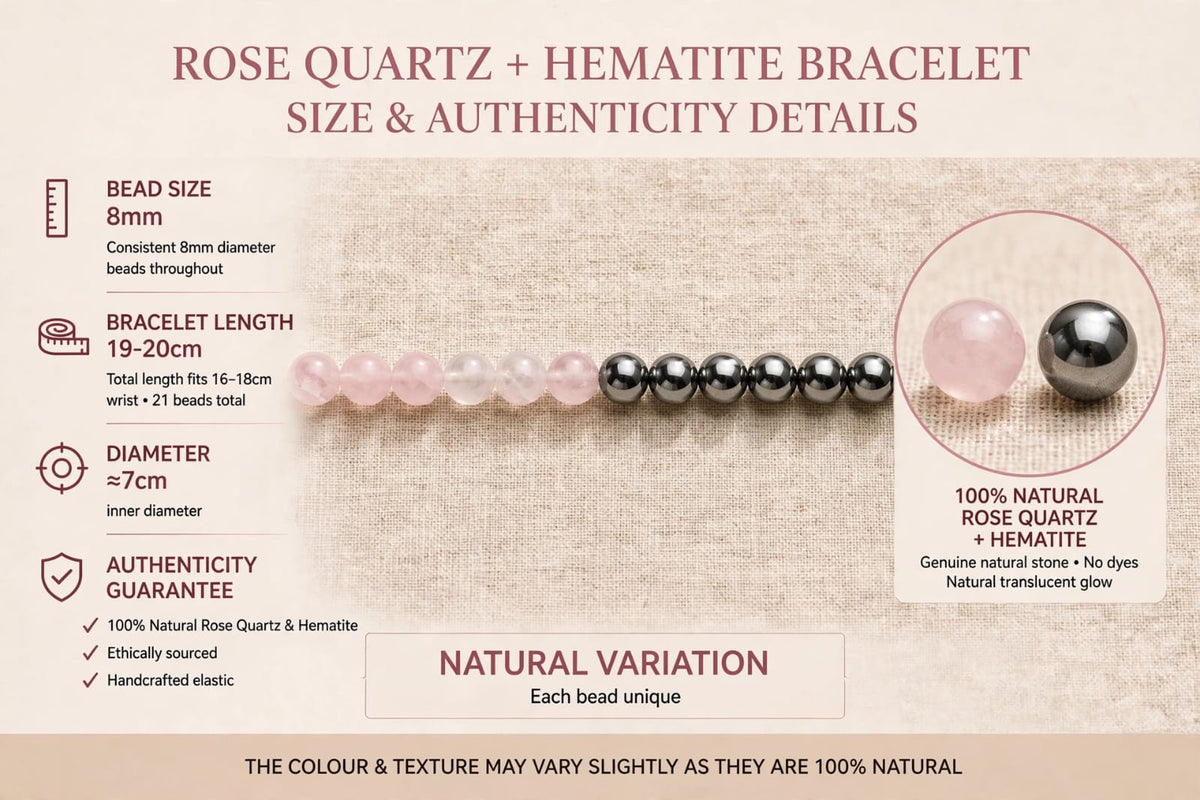 Rose Quartz + Hematite Bracelet – For Love & Protection