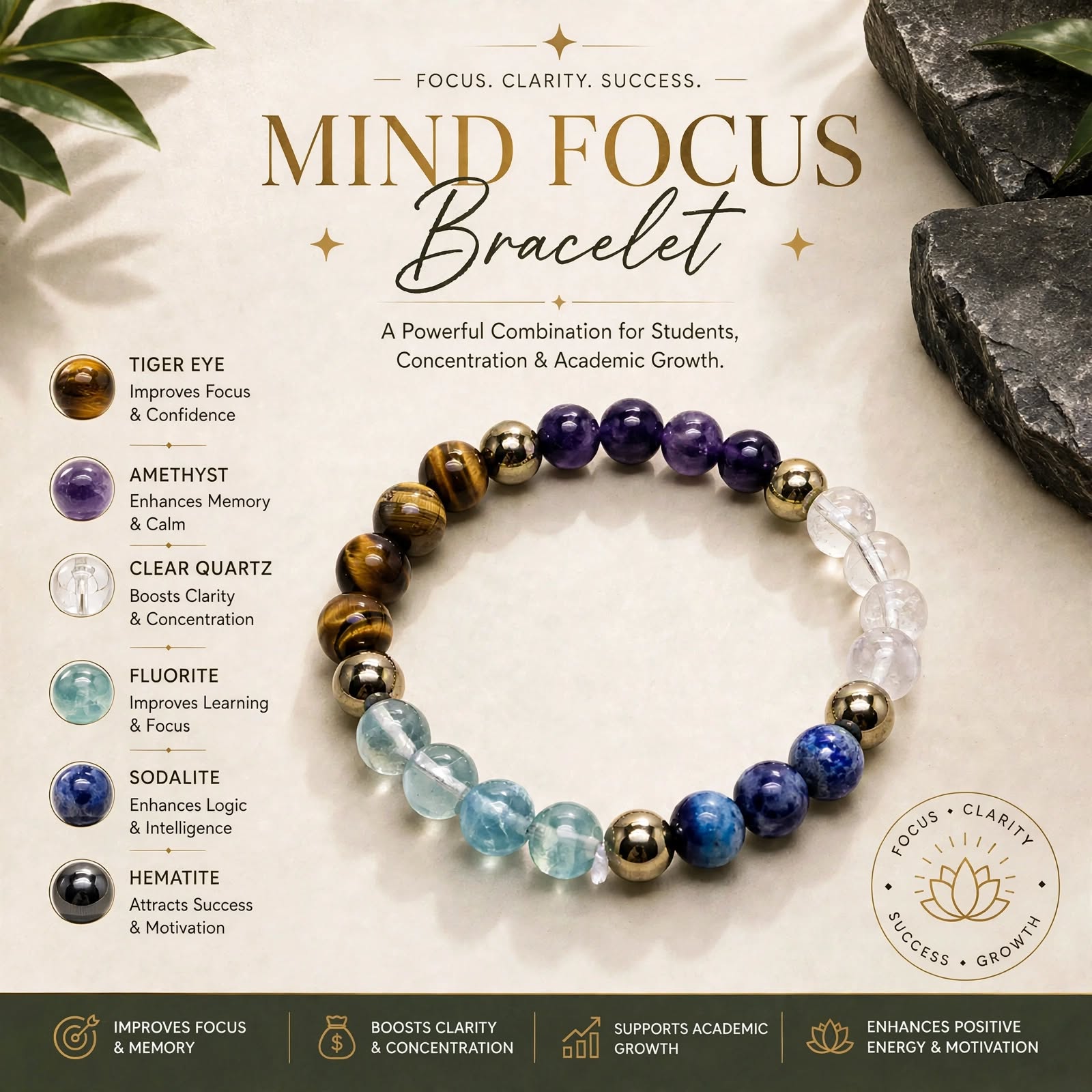 Mind Focus Bracelet - For Students and Academic Growth