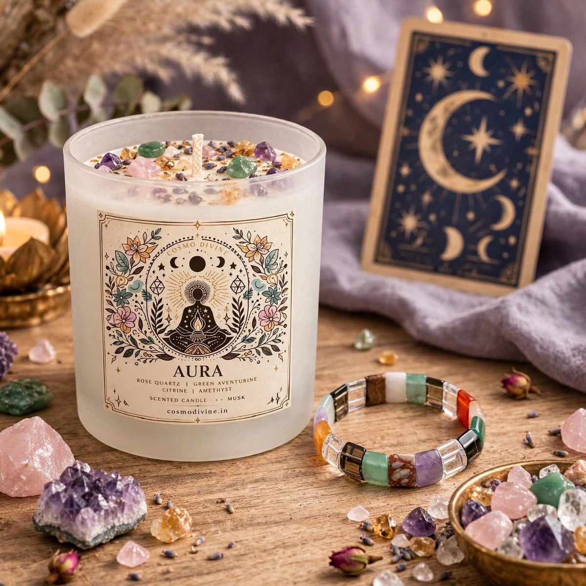Aura Cleansing Combo – Aura Protection Candle & Multi Crystal Bracelet