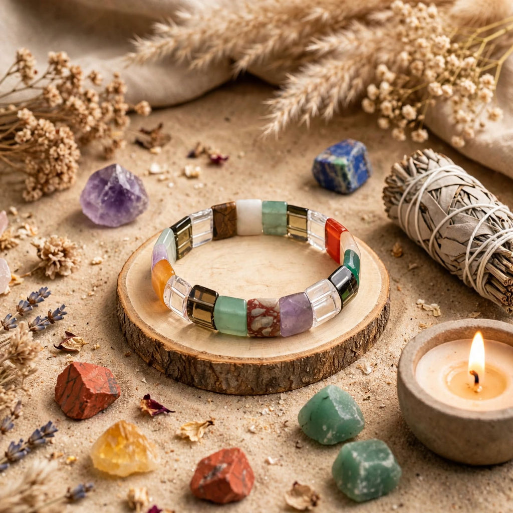 Aura Cleansing Combo – Aura Protection Candle & Multi Crystal Bracelet